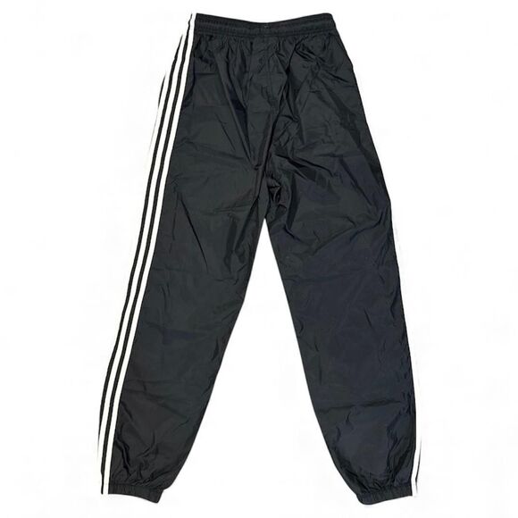 Vintage Adidas Pants Sz Small Black Nylon Track Windbreaker 3 Stripe 90s unisex - Picture 2 of 7